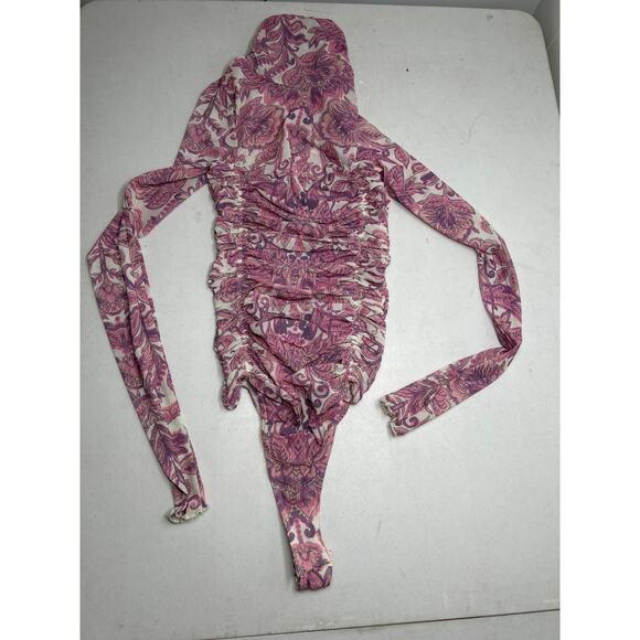 NWOT Free People X Revolve Under It All Printed Bodysuit in Peony Combo. Size XS - Picture 3 of 7